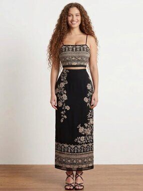 Margaret M Black and White Maxi Pencil Skirt Set